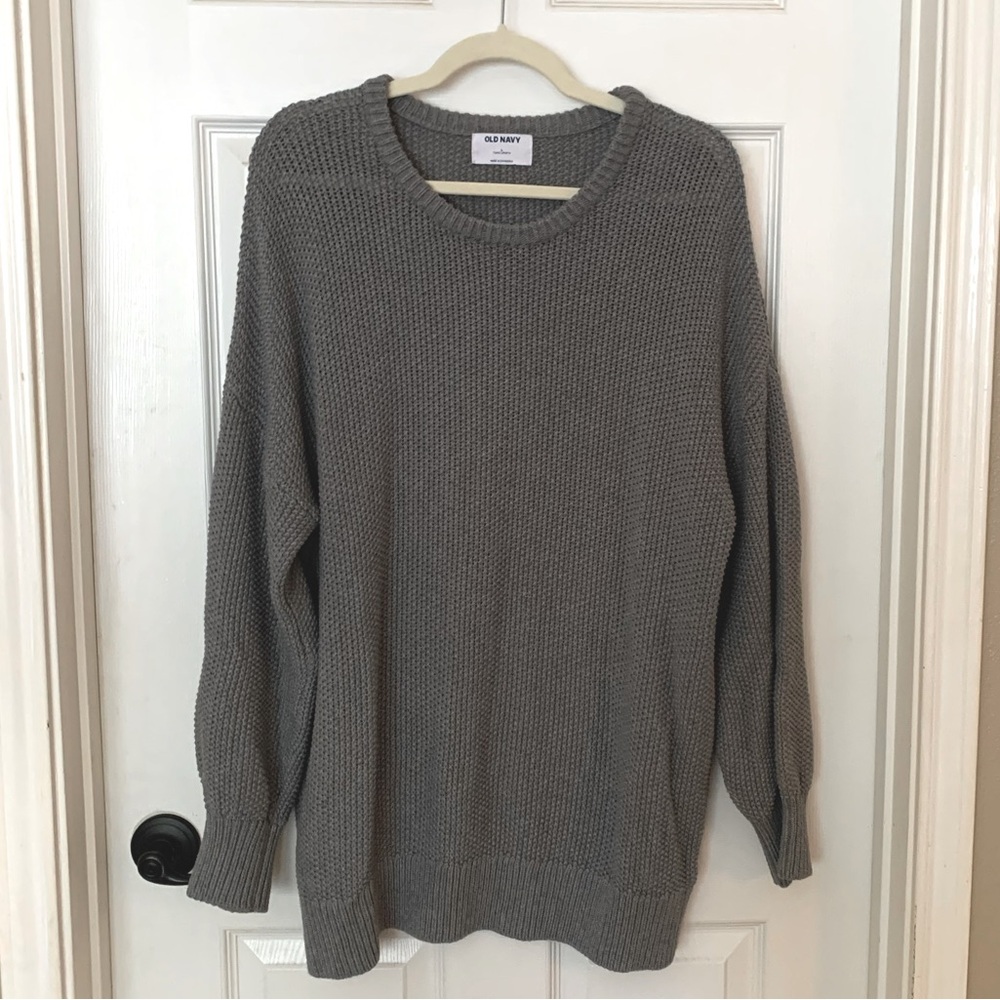 Gray Sweater Size Large Scoop Neck Oversized Relaxed Fit